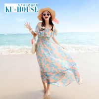 ku-house 一字领菊花长裙